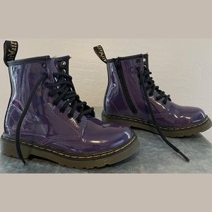 Dr. Martens Lens Patent Leather 8 Martin boots Black Purple, Toddler 11